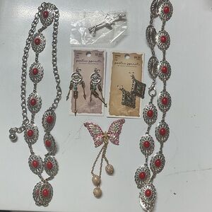 Silver and Red Jewelry Set